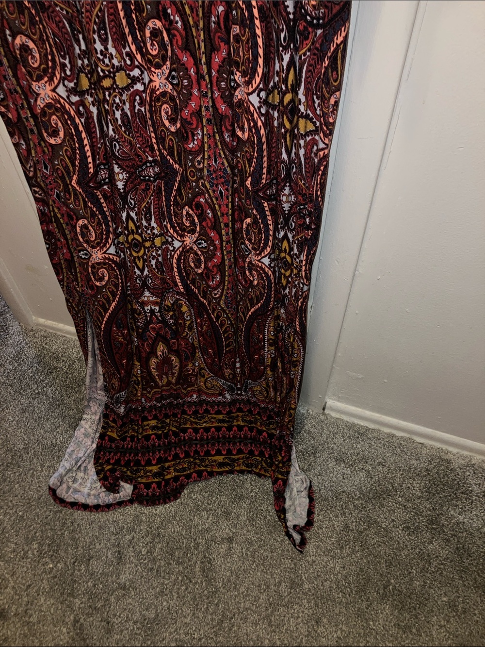 Wrangler Paisley Maxi Dress in Burgundy, Mustard and Black XL - Picture 4 of 4